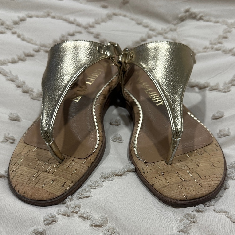 Sam & Libby Metallic Gold Thong Sandals